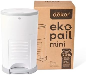 Diaper Dekor EKO Mini Diaper Pail, White | ONLY Eco-Friendly Diaper Pail Made with 70% Recycled Materials | Hands-Free: Step–Drop–Done | Cost-Effective Refill System