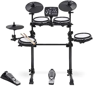 LyxJam 7-Piece Electronic Drum Kit, Professional Drum Set with Real Mesh Fabric, 209 Preloaded Sounds, 50 Play-Along Songs, Recording Capability, Cymbals & Kick Pedal, Drum Sticks And Key Included