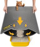 Conlun Cat Litter Mat, 58x42cm Honeycomb Double Layer Urine & Waterproof Litter Trapping Mat, Easy to Clean, Non-Slip Cat Waste Tray Matt for Floor, Grey