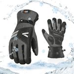 Vgo... -20℃/-4°F Waterproof Winter Work Gloves Men,Cold Weather Work Gloves,Full Leather Anti Vibration Glove Touchscreen(Size XL,Gray,CA7778FLWP)