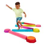 B. Toys – Balance Beam for Kids – Interlocking Balancing Beams – 6 Sensory Pads & 10 Beams – Active Play for Toddlers, Kids – 3+ Years – Balance & Build Set - Rainbow Color