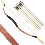 SHARROW Archery Traditional Bow Recurve Bow and Arrows Set Handmade Longbow Wooden Mongolian Horsebow Hunting Bow 20-50lbs for Adult Shooting Practice (35lbs, Type 2)