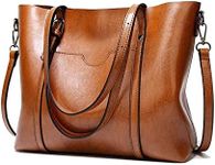 Womens Handbags Soft Leather Large Capacity Retro Vintage Top-Handle Casual Pocket Tote Shoulder Cross-Body Bags Brown