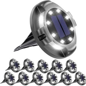 Biling Solar Outdoor Lights Walkway Lights 12 Packs, Bright Solar Ground Lights Uplight Sidelight Waterproof for Yard Walkway Garden Poolside (White)