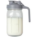 Breast Milk Pitcher, Mason Jar 32 oz, Heavy Duty Wide Mouth Jar with Flip Cap Lid and Pour Spout - Airtight Seal for Freshness and Convenience - Great for Cold Beverages, and Home Entertaining