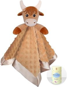 MOVEPAI Boy Highland Cattle Baby Security Blanket Loveys for Babies Girls, 16" Soft Baby Lovey Blanket, Baby Snuggle Stuffed Animals Blankie, Baby Girls Gifts for Infant and Toddler