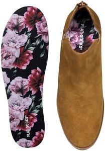 FLAT SOCKS No Show Socks, Sockless Shoe Liner, No Slipping, No Stinking, Washable Barefoot Shoe Insert for Men and Women, Pink Peony, Small