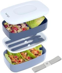 Bentgo Classic - All-in-One Stackable Bento Lunch Box Container - Modern Bento-Style Design Includes 2 Stackable Containers, Built-in Plastic Utensil Set, and Nylon Sealing Strap (Slate)
