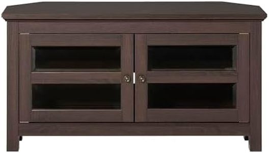 Walker Edison Modern Farmhouse Wood Corner Universal TV Stand for TV's up to 50" Flat Screen Living Room Storage Entertainment Center, 44 Inch, Espresso Brown