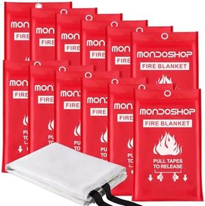Mondoshop Fire Blanket for Home Kitchen Camping 12 Pack Emergency Fire Blanket Fire Resistant Blanket for Grill, Car, Office, Warehouse, School, Picnic, Garages, Workshops