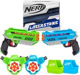 NERF Laser Strike 2 Player Lazer Tag Pack - Indoor or Outdoor Game for Girls, Boys, Families, and Adults - Includes 2 Blasters with 300 ft Range, 2 Vests, and 2 Holsters, Multicolor