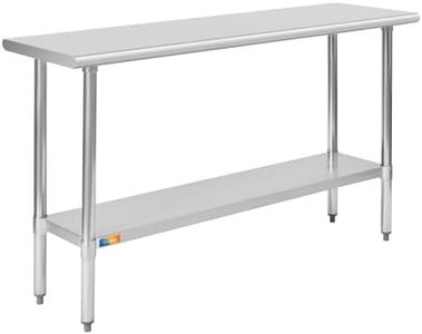 Treshin Stainless Steel Table 18" X 60", Commercial Heavy Duty Prep & Work Table with Undershelf for Kitchen, Restaurant, Home, Hotel