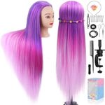 Mannequin Head with Hair, Beauty Star Doll Head for Hair Styling, 29.5" Long Syntheic Hair Cosmetology Hairdressing Training Practice Manikin Head with Clamp Stand and Braiding Kit for Girls