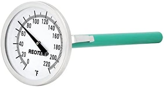 Reotemp Large Dial Easy Read Pocket Thermometer, 2" Dial, 5" Stem, Waterproof (0 to 220 Fahrenheit)