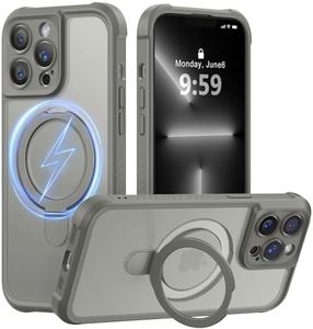MOCCA Design for iPhone 13 Pro Case with Magnetic Invisible Stand [Full Camera Protection] [Compatible with Magsafe] Military Drop Shockproof Translucent Matte Phone Case Cover 6.1",Titanium Gray
