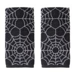 SKL Home Halloween Spider Web Hand Towel 2pc Set for Bath/Kitchen/Bar & Gift, Black