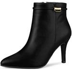 Allegra K Women's Stiletto Heels Pointed Toe Side Zip Black Ankle Boots 8 M US