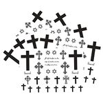 Nirbffo Black Cross Waterproof Temporary Tattoo Men and Women Scars Painted Small Cross Tattoos Stickers 5 Sheets 10 x 17 cm