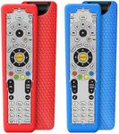 2 Pack Protective Case for DirecTV RC66RX Remote Control, Silicone Cover Shock Proof Remote Controller Skin Sleeve Replacement Protector Compatible with DirecTV RC64 RC65 RC66 IR/RF Remote-Red,Blue