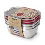 BLACK + BLUM Lunch Box Set - Meal Prep Containers Reusable for Picnic & Camping - Microwavable Stainless Steel Lunch Food Storage Box - Leak Proof Lid - Dishwasher & Oven Safe - Medium 900ml x 3