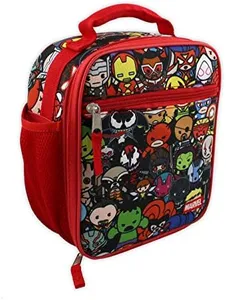 Marvel Kawaii Avengers Girls Boys Soft Insulated School Lunch Box (One Size, Red/Multi)