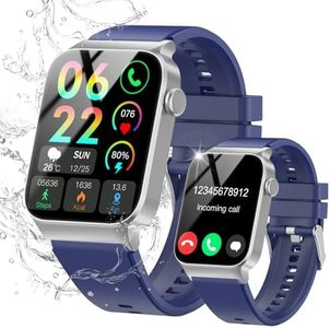 Smartwatch Uomo Donna con Chiamate, 1.85" Orologio Smartwatch 110+ Sportive Smart Watch con Contapassi/Cardiofrequenzimetro/Cronometro, Impermeabil IP68 Fitness Tracker per Android iOS, Blu Navy