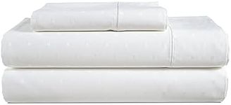 LANE LINEN 100% Egyptian Cotton Bed Sheets - 1000 Thread Count 3PC Twin Sheets Set, Long Staple Cotton Bedding Sheets, Sateen Weave, Luxury Hotel Sheets, Fits Upto 16" Mattress, Swiss Dot - White