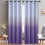 Yakamok 84 Inch Long Ombre Curtains,Thermal Insulated Greyish White to Lavender Purple Color Curtains,Room Darkening Grommet Window Drapes for Living Room/Bedroom(2 Panels,52W x 84L)