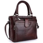 Keegan Pure Genuine Natural Full Grain Leather Designer Handbag Shoulder Tote Purse Satchel Sling Messenger Crossbody Bag for Women & Girls With Top Handle | Golden Metal Zipper | Medium Size (Brown)