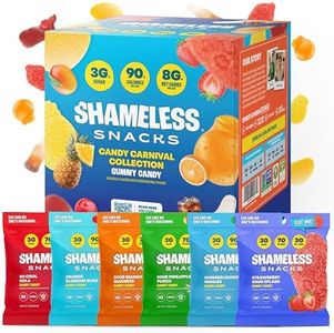 Shameless Snacks Candy Carnival - Healthy Low Sugar Snacks with Pineapple, Mango, Orange, Strawberry & Cola Gummies - Vegan, Gluten-Free, Low-Calorie Candy Variety Pack