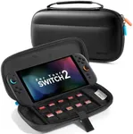 JSAUX Slim Carrying Case for Nintendo Switch 2 2025, Portable Switch 2 Case with 10 Game Slots, Protective Hard Shell for Travel and Storage, Black