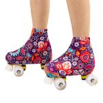 Ice Skates Covers,Protective & Elastic Skating Boot Covers for Roller Skates,Inline Skates,Ice Skates Boots,Protect and be Performance Ready for Figure Skating,Ice Skating (Floral, M(21.5*20*12inch))