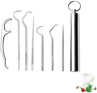 AIMALL 8pcs Stainless Steel Toothpick Set with Portable Aluminum Box, Hygienic Rust-Resistant Toothpicks, Flossing Tools for Deep Oral Cleaning, Reusable Dental Care Picks with Non-Slip Handle