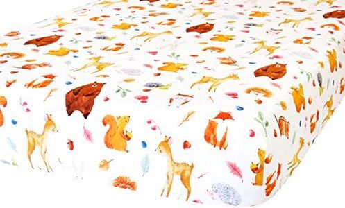 100% Cotton Fitted Crib Sheet - Premium Baby Bedding - Soft, Breathable & Durable - Woodland Animals Print