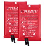 Emergency Fire Blanket for Home and Kitchen - 2 Pack 3.3x3.3ft Fiberglass Suppression Flame Retardant Safety Camping Fire Blanket Emergency Survival Kit for Home House Office Fireplace Car Kitchen