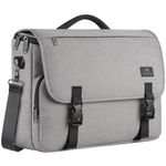 Business Briefcase for Men, Water Resistant Laptop Bag with Shoulder Strap for College Men, Lightweight Crossbody Work Computer Messenger Bags for Adults Fits 15.6 inch Notebook, Gray