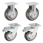 Nisorpa 8 inch Caster Wheels Heavy Duty Caster Wheels Rubber Swivel Castors Wheels Set of 4 with 360 Degree Castors Top Plate 2 Caster with Brake + 2 without Brake