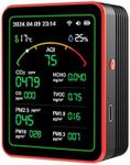 Hanzete 15-in-1 Air Quality Monitor Smart Air Quality Tester with CO/CO2/HCHO/TVOC//PM0.3/PM1.0/PM2.5/PM10/Temperature/Humidity/Time/Alarm Clock/Timer/Countdown Timer Mobile APP WiFi for Home & Office
