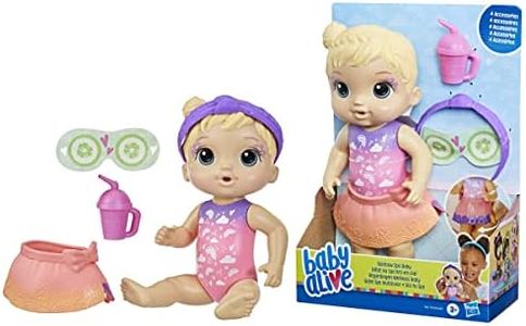 Baby Alive Rainbow Spa Baby Doll, 9-Inch Spa-Themed Toy for Kids Ages 3 and Up, Includes Doll Eye Mask and Bottle, Blonde Hair