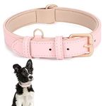 Classic Leather Dog Collar for Small Medium Large Dogs Soft Neoprene Padded Adjustable Pet Collars Heavy Duty Dog Collar,Pink,67cm