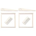 OLYCRAFT 2 Sets Wooden Weaving Looms Kit Wooden Mini Weaving Looms Square Weaving Looms Kit with Weaving Pin and Comb Knitting Looms for DIY Art Crafts Knitting Beginners Weaving Lovers