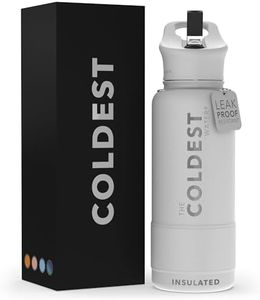 Coldest Sports Water Bottle with Straw Lid Vacuum Insulated Stainless Steel Metal Thermos Bottles Reusable Leak Proof Flask for Sports Gym (Epic White)