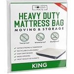 King Size Mattress Bag for Moving and Storage - 5 Mil Mattress Cover for Moving and Storage - Mattress Protector Storage Bags - Heavy Duty, Reusable, Tearproof