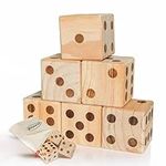 BolaBall Giant Solid Wood Dice, 6 Heat-Branded Pips with Durable Carrying Case