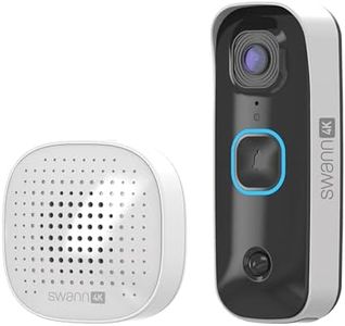 Swann Buddy 4K Wi-Fi Wireless Video Doorbell Security Camera,Two-Way Audio,Motion Detection,Night Vision,Cloud Storage Home Surveillance Solution for Indoor & Outdoor Use