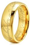 THREE KEYS JEWELRY 8mm 6mm Fashion Gold Plated Tungsten Carbide Wedding Ring Bands Script Laser Rings for Men (10)