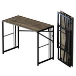 Lutown-Teen 103 cm Folding Desk, Writing Gaming Computer Camping Desk, No Assembly Required Home Office Table, Black Oak