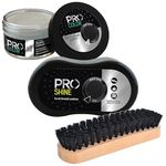 Shoe Care 3in1 Pack I Shoe Cream Polish 50ML Neutral I Quick Shine Sponge Black I Gloss Brush Dark