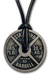 Workout Necklace For Men – Weight Plate Necklace – Dumbbell Necklace for Savages and Rough Guys – Awesome Gym Plate Necklace – Great Present for a Sport Addict – Adjustable Leather Cord, Metal, metal