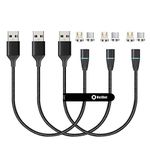 NetDot Gen12 Micro USB and USB-C Magnetic Fast Charging Data Transfer Cable Compatible with Android Device(1ft/3 Pack Black)